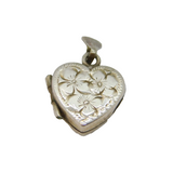 Sterling Silver Flower Design Heart Locket Charm Pendant Modern 1991 Birmingham