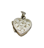 Sterling Silver Flower Design Heart Locket Charm Pendant Modern 1991 Birmingham