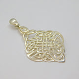 Sterling Silver Celtic Style Patterned Leaf Shape Charm Pendant Vintage c1970