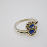 Sterling Silver Lapis Lazuli Crossover Band Dress Ring Vintage c1970 Size K 1/2