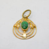 Murrle Bennett Arts & Crafts 9ct Gold & Turquoise Floral Pendant Antique