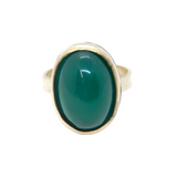 Sterling Silver Cabochon Jadeite Statement Studio Band Ring Vintage c1970 Size N