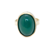 Sterling Silver Cabochon Jadeite Statement Studio Band Ring Vintage c1970 Size N