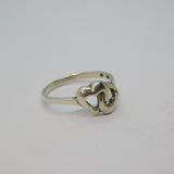 Sterling Silver Intertwined Hearts Dress Ring Vintage c1970 Size O 1/2