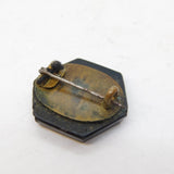19th Century Gilt Metal & Floral Micro Mosaic Brooch Pin Antique c1880s