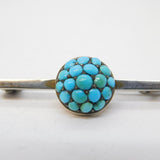 Austro-Hungarian Sterling Silver, Gold & Turquoise Button Brooch Antique