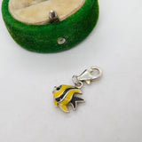 Sterling Silver Enamel Bumble Bee Charm Pendant Vintage c1970