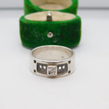 Sterling Silver Paste Set Modernist Band Ring Vintage c1970 Size Q UK