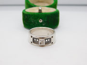 Sterling Silver Paste Set Modernist Band Ring Vintage c1970 Size Q UK