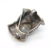 Sterling Silver & Glass Eye Novelty Bulldog Brooch Pin Vintage