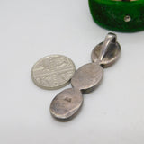 Sterling Silver Blue Dyed Mother of Pearl Drop Charm Pendant Vintage c1970