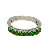 Sterling Silver 8 Green Tourmaline Half Eternity Ring Vintage c1990 Size Q 1/2