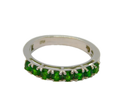 Sterling Silver 8 Green Tourmaline Half Eternity Ring Vintage c1990 Size Q 1/2