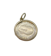 Sterling Silver George V Threepence Coin Charm Pendant Antique 1917