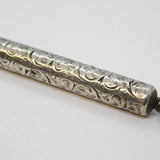 Victorian Sterling Silver Floral Pattern Propelling Pencil & Pen Antique c1890s