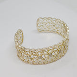 Sterling Silver Paste Set Floral Pattern Open Bangle Vintage c1990