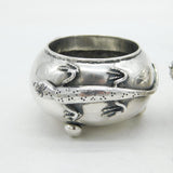 19th Century Chinese Sterling Silver Lizard & Spider Salt Cellars Antique
