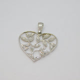 Sterling Silver Trailing Leaves Pattern Heart Charm Pendant Contemporary c2000s