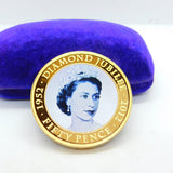 Gold Plated Enamel Elizabeth II Diamond Jubilee Commemorative Coin 2012