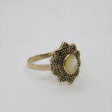 Sterling Silver Mother Of Pearl & Marcasite Art Deco Ring Antique c1930 Size Q