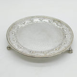 Victorian Sterling Silver Irish Dunne Family Crest Salver Dish Antique 1871
