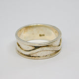 Sterling Silver Swirl Design Wide Band Ring Vintage c1970 Size P