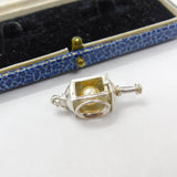 Sterling Silver Traditional Oil Lamp with Pearl Charm Pendant Vintage c1970
