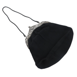 Art Deco German .800 Grade Silver & Black Fabric Evening Bag Antique c1920s