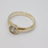 Sterling Silver Paste Set Solitaire Dress Band Ring Vintage c1970 Size P