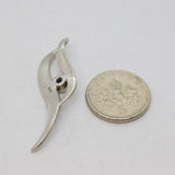 Sterling Silver Studio Style Spinel Set Curved Drop Pendant Vintage c1970