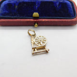Sterling Silver Spinning Wheel Charm Pendant Vintage c1970