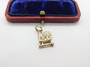 Sterling Silver Spinning Wheel Charm Pendant Vintage c1970