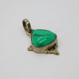 Sterling Silver Malachite Peardrop Studio Pendant Contemporary c1990s