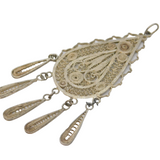 Sterling Silver Eastern Style Filigree Drop Pendant Antique c1920 Art Deco
