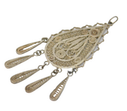 Sterling Silver Eastern Style Filigree Drop Pendant Antique c1920 Art Deco