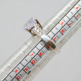 Sterling Silver Lavender Quartz Solitaire Dress Ring Modern c1990 Size L 1/2