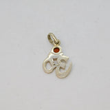 Sterling Silver Ohm Symbol With Baltic Amber Charm Pendant Vintage c1970s