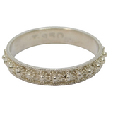 .950 Silver Textured Dotty Pattern Dress Band Ring Vintage c1970 Size P