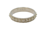 .950 Silver Textured Dotty Pattern Dress Band Ring Vintage c1970 Size P