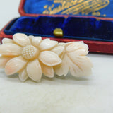 Chinese Carved Angel Coral Flower Buckle Antique c1890 Victorian