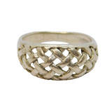 Sterling Silver Plait Patterned Rounded Front Dress Ring Vintage c1970 Size O