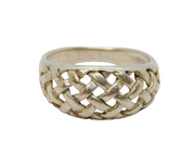 Sterling Silver Plait Patterned Rounded Front Dress Ring Vintage c1970 Size O