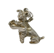 Sterling Silver Poodle Dog with the Shoe Charm Pendant Vintage c1970