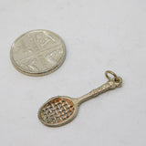 Sterling Silver Tennis Racket Charm Pendant Vintage c1970