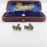 Pair of Sterling Silver Wise Owl Stud Earrings Vintage c1970