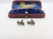 Pair of Sterling Silver Wise Owl Stud Earrings Vintage c1970