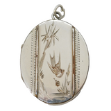 Victorian Silver Plated Aesthetic Movement Sweetheart Locket Antique c1890