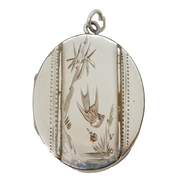Victorian Silver Plated Aesthetic Movement Sweetheart Locket Antique c1890