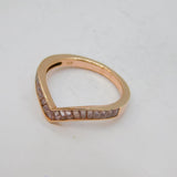 Rose-Gold On Sterling Silver Pink CZ Wishbone Band Ring Vintage c2000 Size P