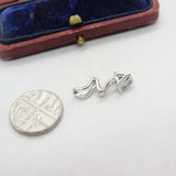 Sterling Silver Topaz Swirl Drop Charm Pendant Vintage c1970